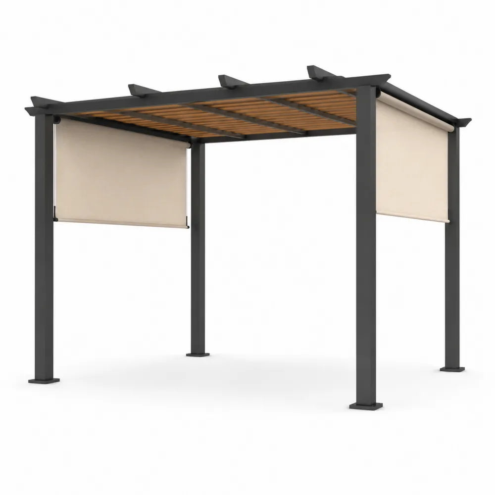 Pergola aluminiowa z osłonami bocznymi 3x3x2.3m beżowa