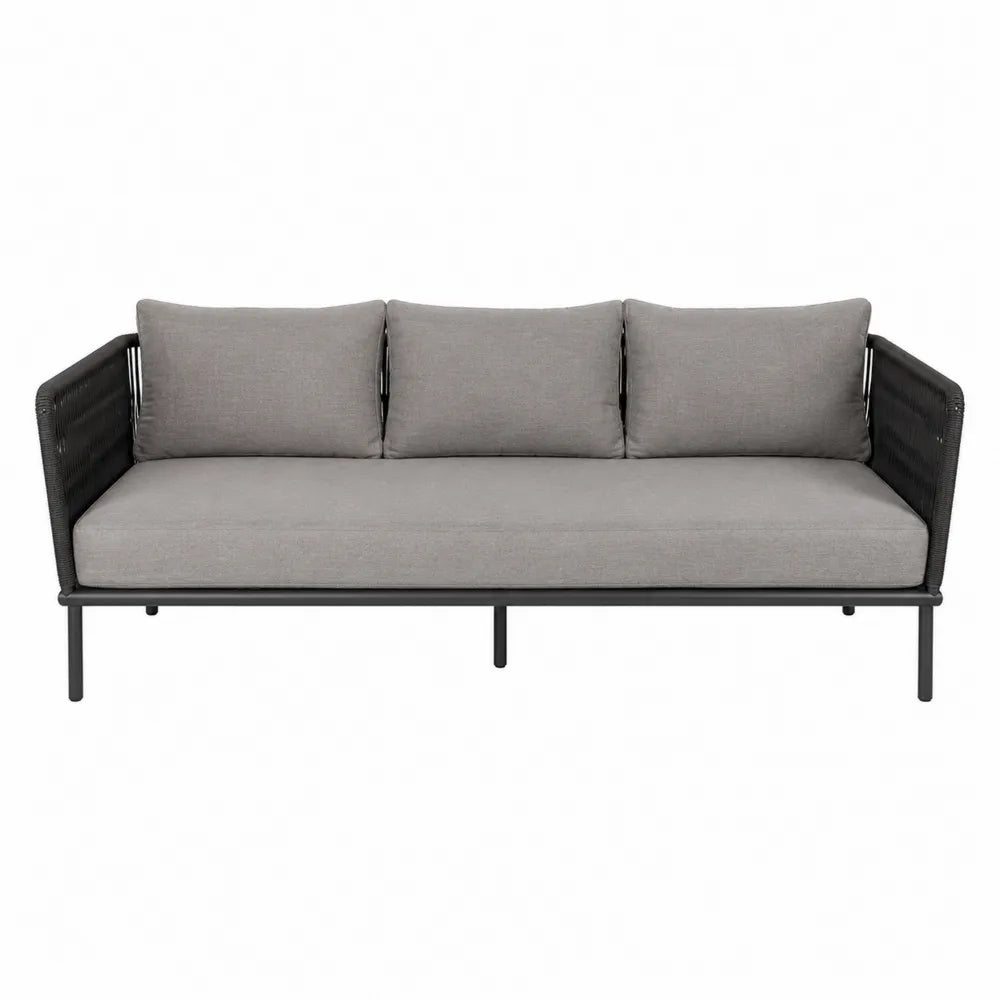 Sofa zewnętrzna z tkaniny szarej 200x75x80 cm