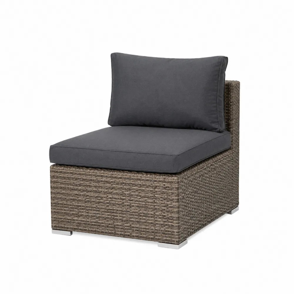 Fotel z technorattanu z szarymi poduszkami 60 cm