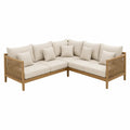Narożnik ogrodowy z drewna liściastego z kremowymi poduszkami