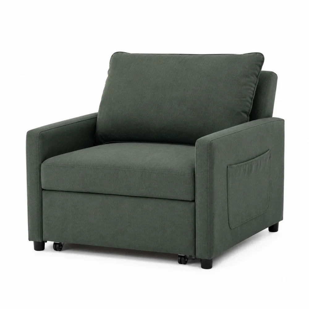 Sofa Rozkładana Jednoosobowa z Bawełny Zielona