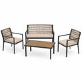 Zestaw mebli ogrodowych z aluminium, 2 krzesła, sofa dwuosobowa, stolik kawowy, beżowy