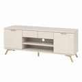 Szafka RTV kremowa z metalowymi uchwytami 140x40x50 cm