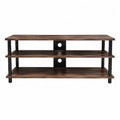 Szafka RTV z trzema półkami, MDF i stal, 120x40x50 cm, brązowo-czarna