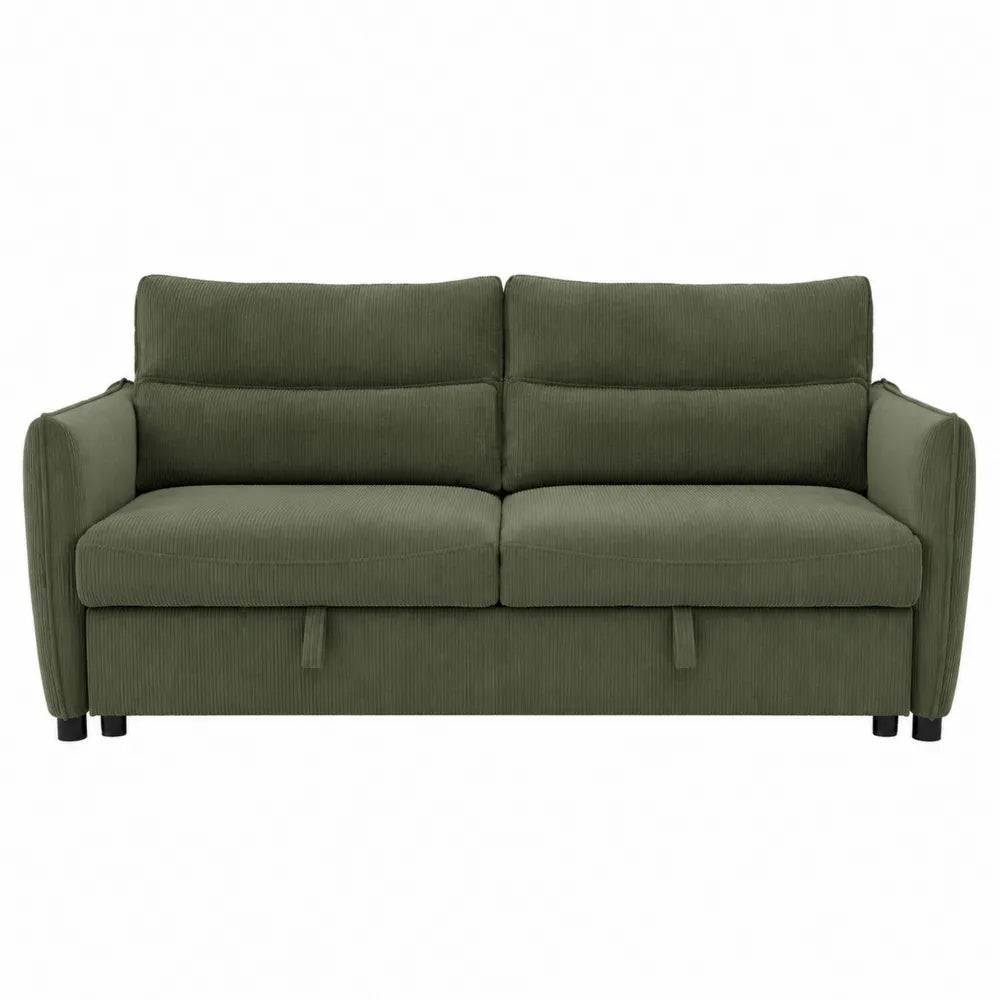 Sofa 3-osobowa z tkaniny sztruksowej, zielona