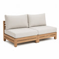 Drewniana sofa ogrodowa z poduszkami piaskowymi